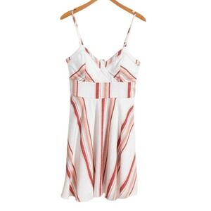 Mi Ami Women's Medium Striped White Spaghetti Strap Dress Beachy Summer Look